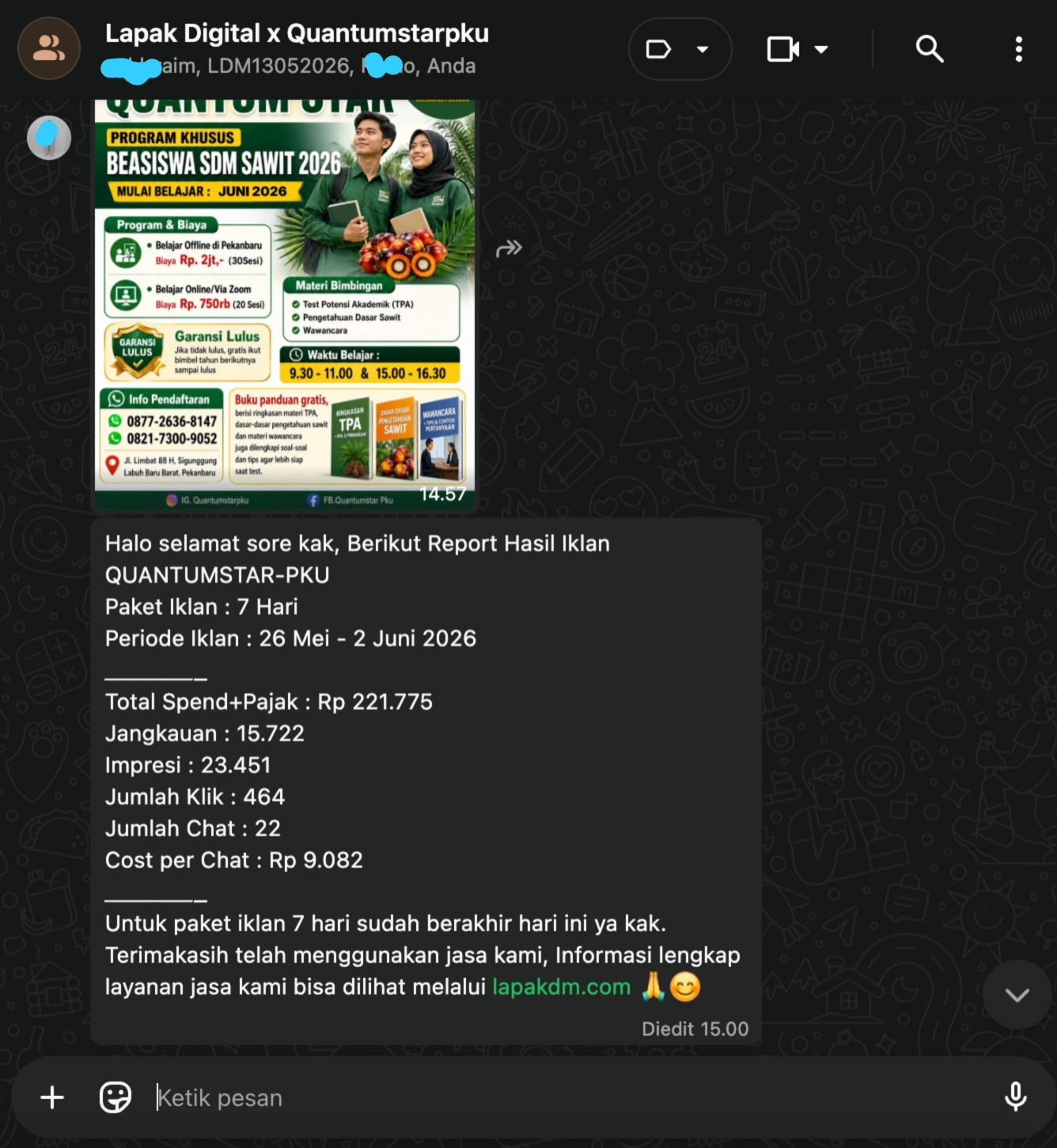 Screenshot WA Klien Quantumstar PKU